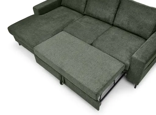 Ecksofa - Longchair links mit 2-Sitzer, Stoff, Dunkelgrün