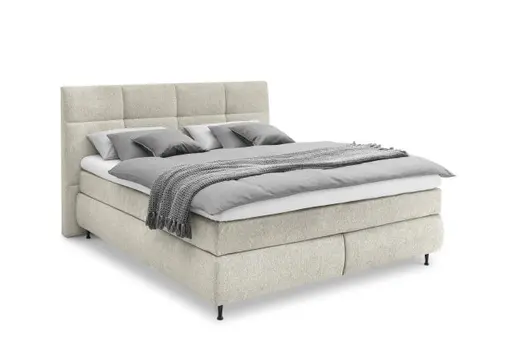  Boxspringbett ALICA- Liegefläche ca. 180x200 cm, Stoff, Graubeige