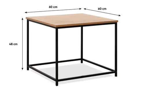 Couchtisch - LB ca. 60x60 cm, Artisan Eiche Nachbildung, Schwarz