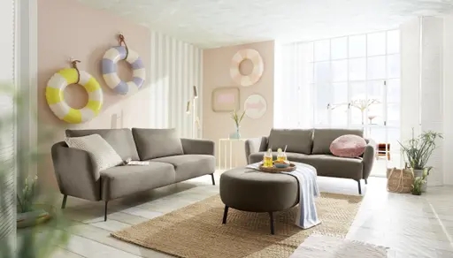 Sofa CARLLOTA - 3-Sitzer, Stoff, Silbergrau