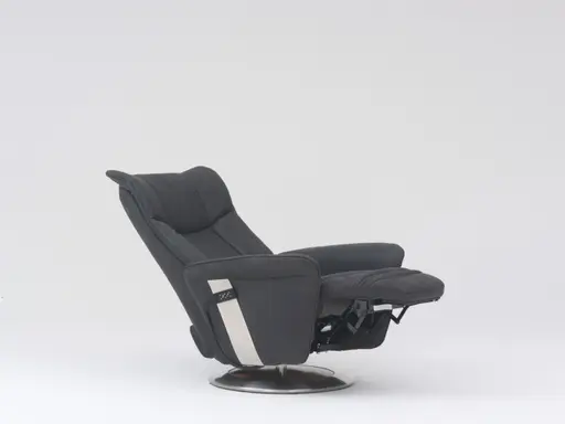Fernsehsessel EM Halle - Relaxfunktion (1-motorisch), Leder, Kohle