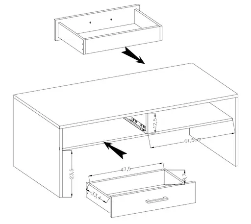 Couchtisch - LB ca. 110x64 cm, Eiche Altholz Nachbildung, Kaschmir
