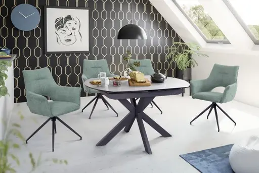 Esstisch MEGGIE - ausziehbar, LB ca. 130x100 cm, Keramik, Grau