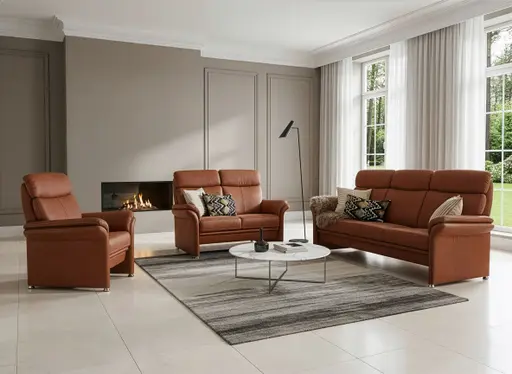 Sofa - 3-Sitzer, Stoff, Cognac
