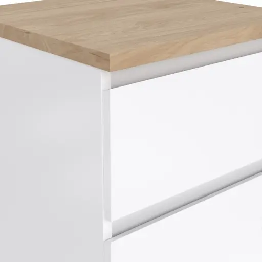 Nachtkonsole- B ca. 40 cm, Weiß, Hochglanz, Eiche Dekor