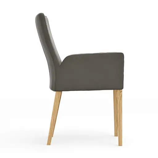 Armlehnstuhl Tuma - Leder, Graubraun