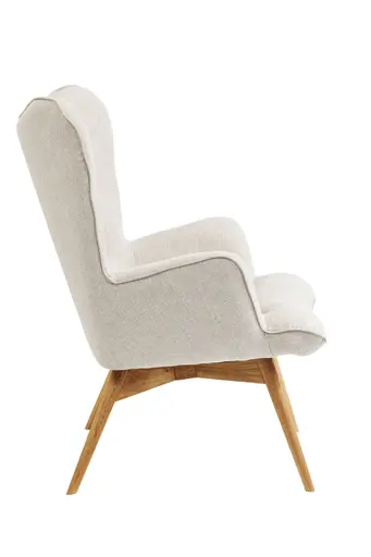 Sessel- Stoff, Beige, Eiche, Massiv