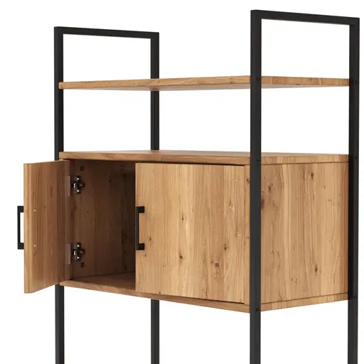 Regal Farmingdale - mit Holztür, Eiche massiv, natur geölt