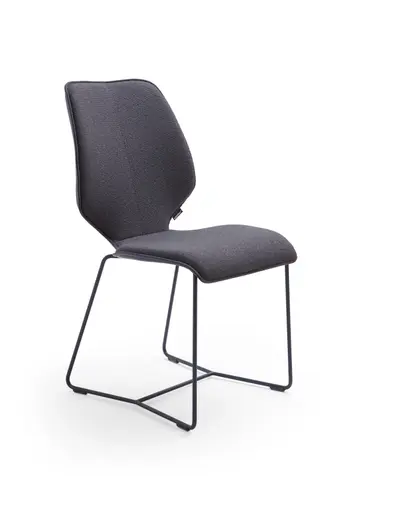 Stuhl Penthouse - Stoff, Dunkelblau, Leder, Lavendel, Kufen, Anthrazit