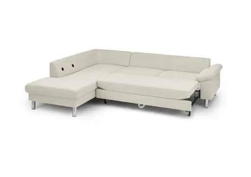 Ecksofa COOL - Ecke links mit 2,5-Sitzer, Querschläfer, Stoff, Natur