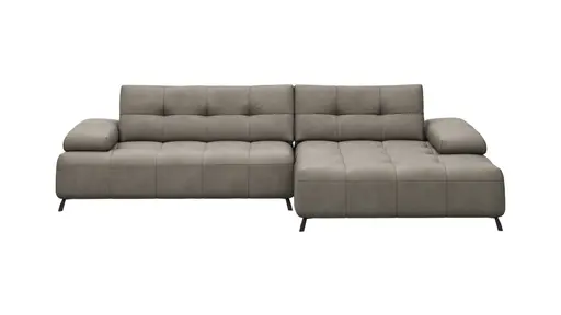 Ecksofa Comodo - 2-sitzer, Longchair rechts, Leder, Taupe