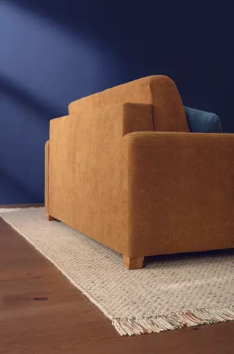 Sofa Lakeville 1 - inkl. Schlaffunktion, Gestell schwarz, Stoff, Senfgelb