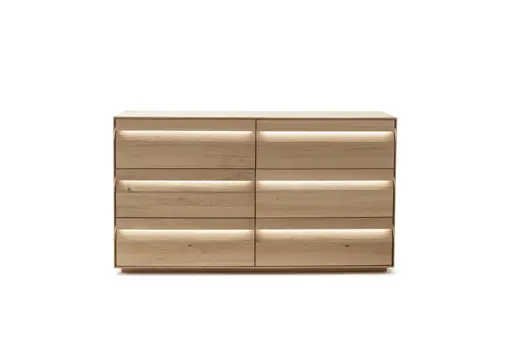 Sideboard Due Viso - inkl. Beleuchtung, BHT ca. 183x103x45 cm, Wildeiche Roheffekt, geölt