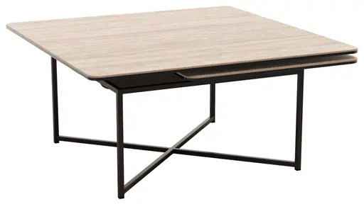 Couchtisch Cena - LB ca. 132x108 cm, Platten drehbar, Keramik, Travertin 