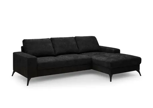 Ecksofa - 2-Sitzer, Ecke rechts, Stoff, Schwarz