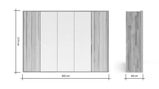Drehtürenschrank Tigris - inkl. Passepartout, B. ca. 305 cm, Kernbuche massiv, geölt