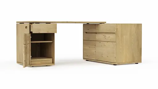 Sideboard Amora - schwenkbar, Wildeiche massiv bianco