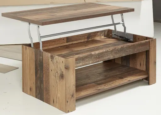 Couchtisch FEA - höhenverstellbar, LB ca. 110x65 cm, Old-Wood Vintage Dekor