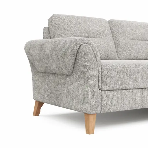 Ecksofa Almyra - 2,5-Sitzer mit Ottomane rechts, Stoff, Silbergrau