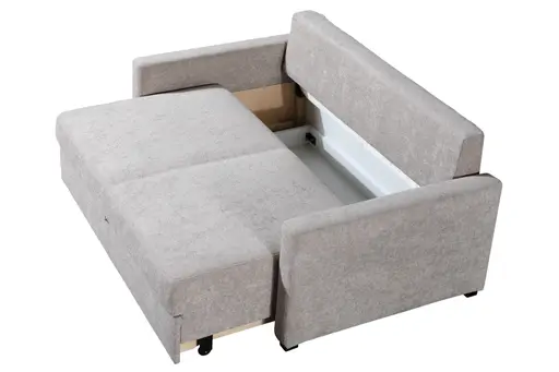 Sofa - 2-Sitzer, Schlaffunktion mit Bettkasten, Stoff, Cappuccino