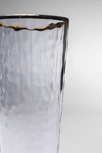 Wasserglas- D ca. 9 cm, Glas, Transparent, Goldfarben
