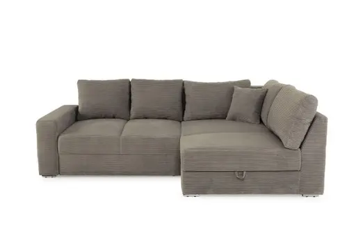 Ecksofa JANIS - 2,5-Sitzer, Ecke rechts inkl. Schlaffunktion, Stoff, Taupe