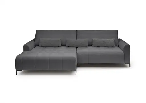 Ecksofa - Longchair links mit 2-Sitzer, Sitztiefe verstellbar motorisch, Stoff, Anthrazit