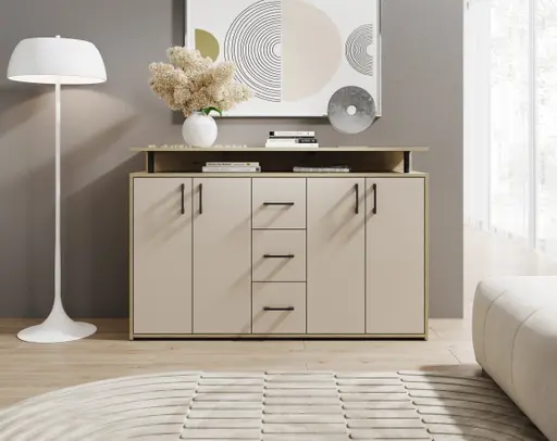 Highboard - B ca. 139 cm, Artisan Eiche Nachbildung, Kaschmir