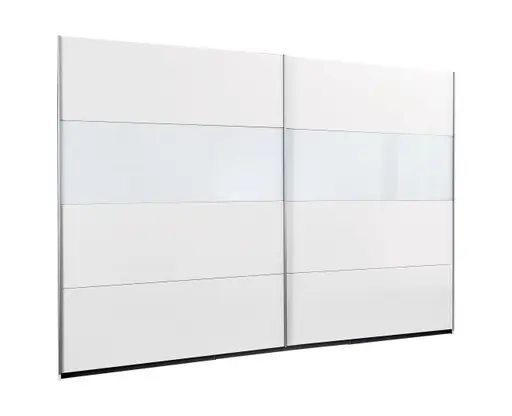 Schwebetürenschrank ROMAN- B ca. 271 cm, Weiß, Glas Weiß