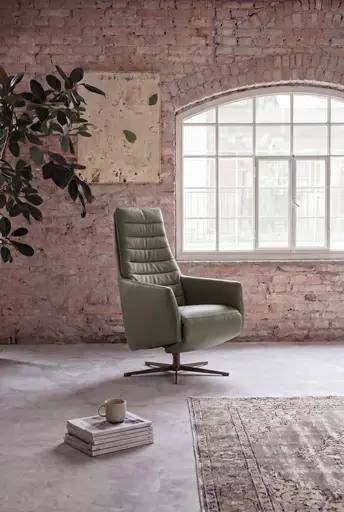 Relaxsessel Leopold - Größe L, inkl. Relaxfunktion, Leder, Olive
