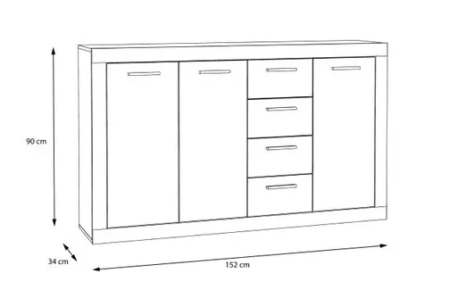 Kommode FIBI- Eiche Dekor, Weiß