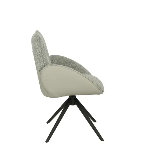 Armlehnstuhl MAURA - drehbar, Stoff, Silberfarben, Latte Macchiato