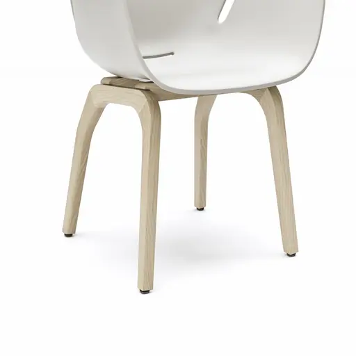 Armlehnstuhl Tooon - Kunststoffschale, Weiß, Gestell Holz