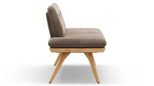 Bank Kamari - Breite ca. 228cm, Seitenteile verstellbar, Stoff, Schlamm