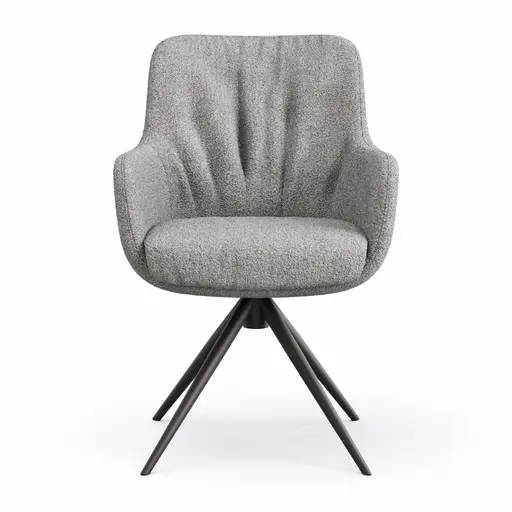 Armlehnstuhl Mis Legere - Boucle, Grau, Stativ, Anthrazit