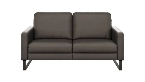 Sofa Enna - 2,5-Sitzer, Armlehne A, Leder, Schwarz, Kufe, Schwarz