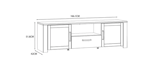 TV-Board FELLIAN- B ca. 166 cm, Weiß, Eiche Dekor