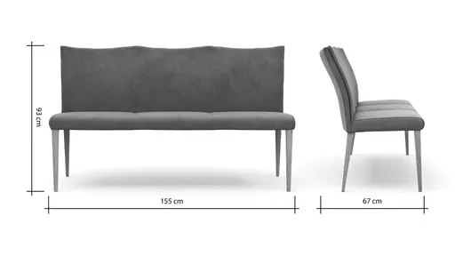 Polsterbank Florea - Breite ca. 155 cm, Stoff, Dunkelbraun