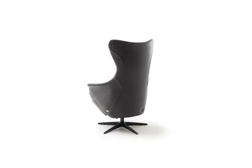 Relaxsessel Follina - Relaxfunktion (motorisch), Leder, Schwarz, Akku