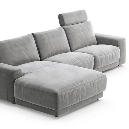 Ecksofa Balok - Longchair groß links mit 2,5-Sitzer, inkl. Relaxfunktion (motorisch) und Kopfstütze, Stoff, Eisengrau