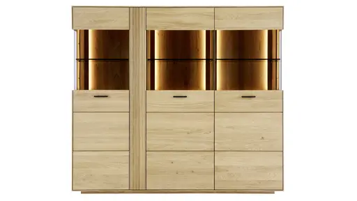 Highboard Estana - inkl. Beleuchtung, Eiche massiv, legno