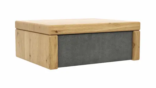 Nachttisch 1660 - Wildeiche massiv, geölt / Schubladenfront, Stoff, Graphit