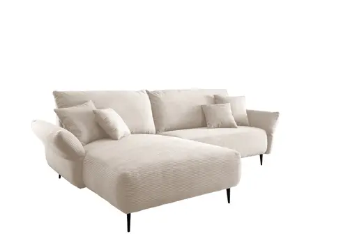 Ecksofa - 2-Sitzer, Ecke rechts inkl. 2 verstellbar Armlehnen, Stoff, Beige