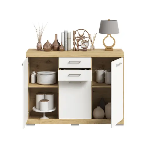 Kommode - Eiche Dekor, Weiß 