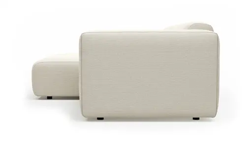 Ecksofa Laja - Longchair links mit 1-Sitzer, Stoff, Creme