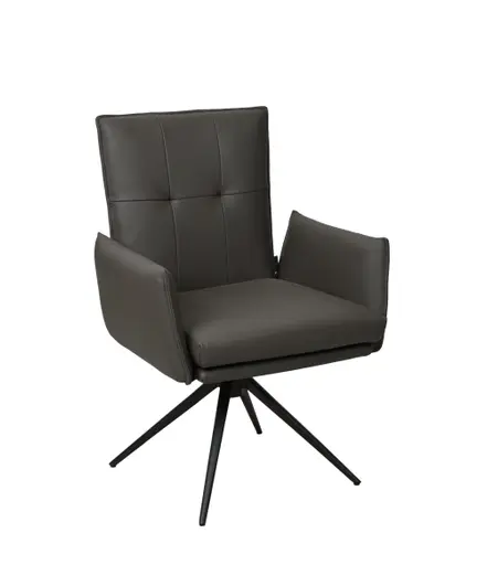 Armlehnstuhl MARCELLA - drehbar, Leder, Dunkelbraun
