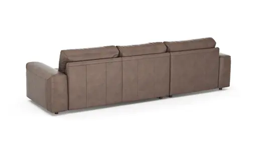 Ecksofa Balok - Longchair groß links mit 2,5-Sitzer, Leder, Dunkelbraun