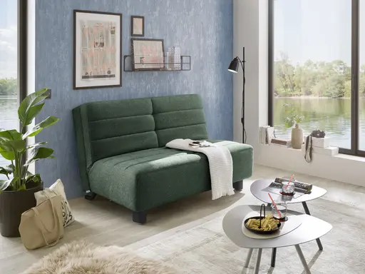  Faltsofa Easy - 2-Sitzer ohne Armlehne, ca. 140 cm inkl. Schlaffunktion, Stoff, Dunkelgrün