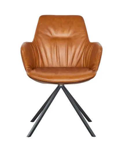 Armlehnstuhl Pegara - Leder, Cognac