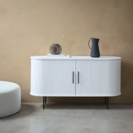 Sideboard - B ca. 120 cm, Eiche Furnier, Weiß